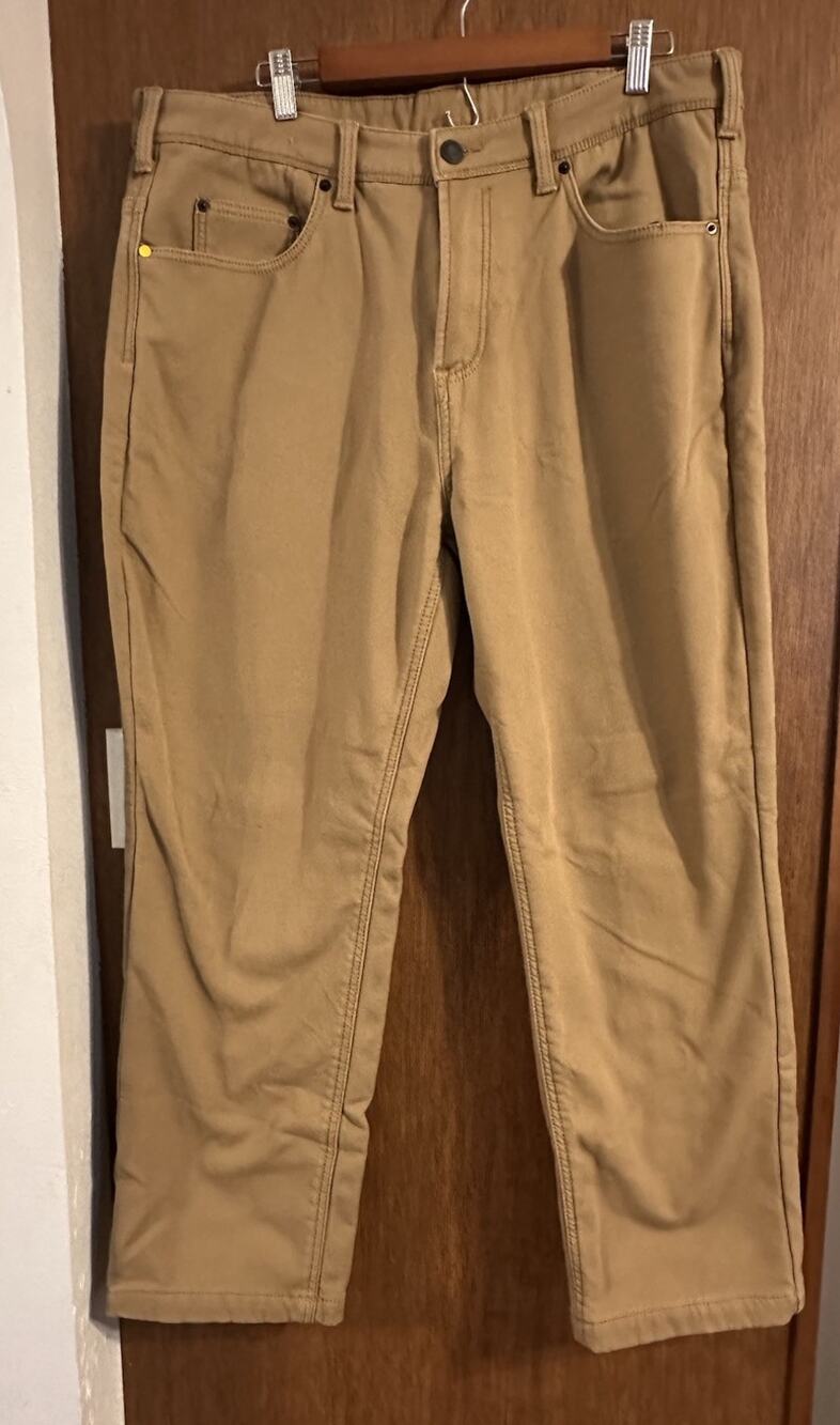 CAT Caterpillar Men's Fleece Lined Canvas Work Pants 38x30 TAN 1733652 Workwear